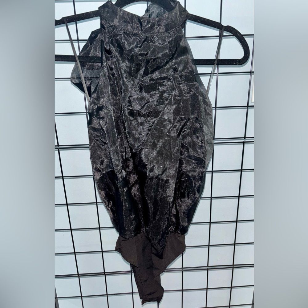 Thirty/Thirty LA black blouson backless halter bodysuit NWT